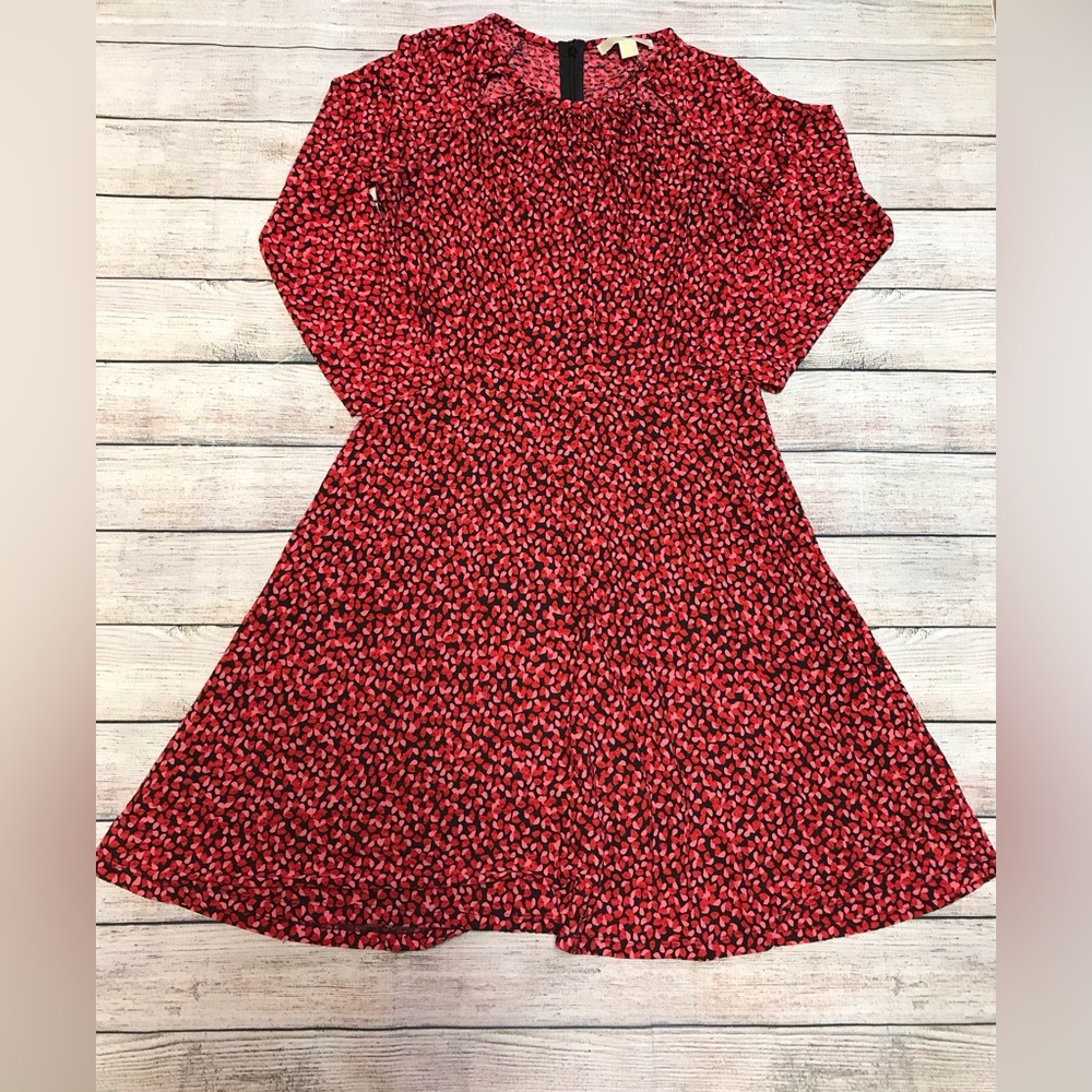 ❤️ Michael Kors Red Patterned Women’s Medium Long Sleeve Dress❤️